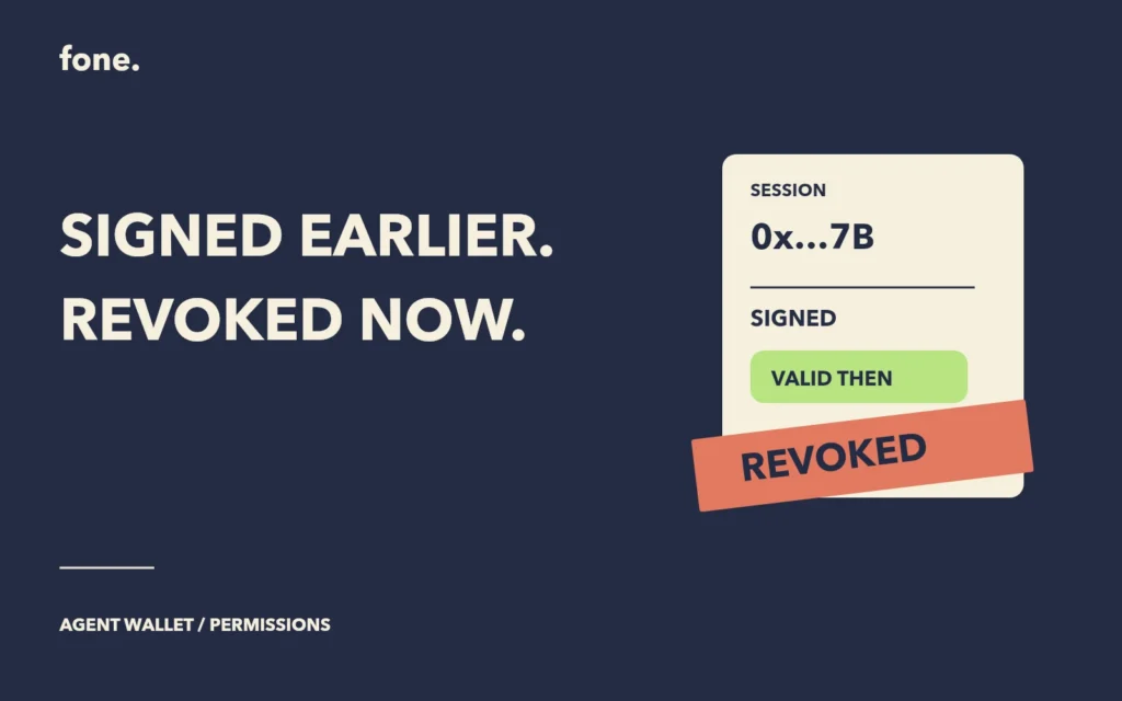 A previously signed session card marked revoked, illustrating a wallet permission change.