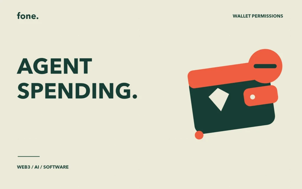 Wallet and permission key beside the words Agent spending, illustrating AI Agent wallet access.