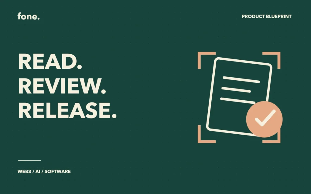Document inside review brackets with an approval mark, illustrating source-linked document review.
