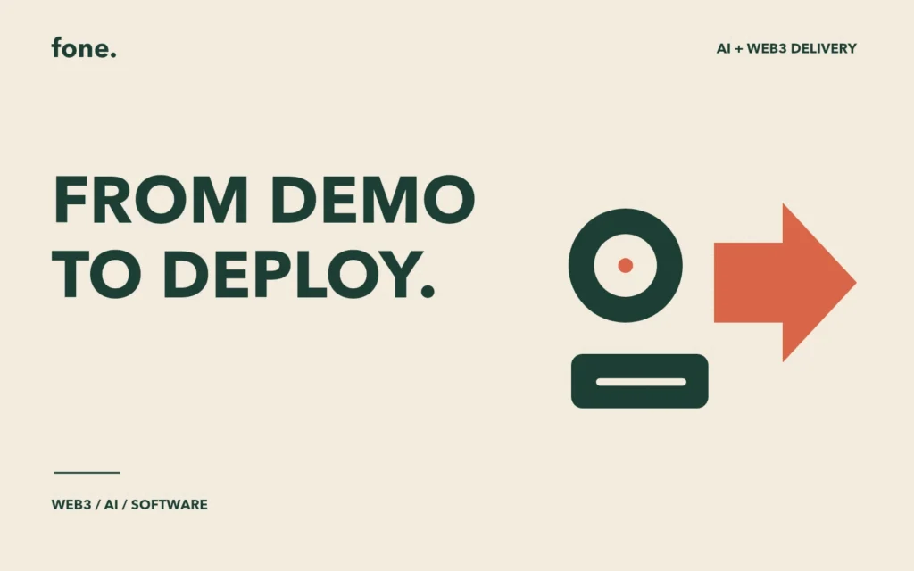 Prototype status symbol and forward arrow beside From demo to deploy.