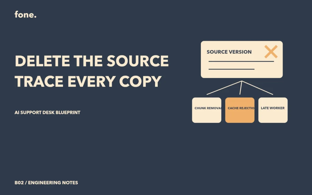 Original concept illustration of source version, chunk removal, cache rejection. No product screenshot.