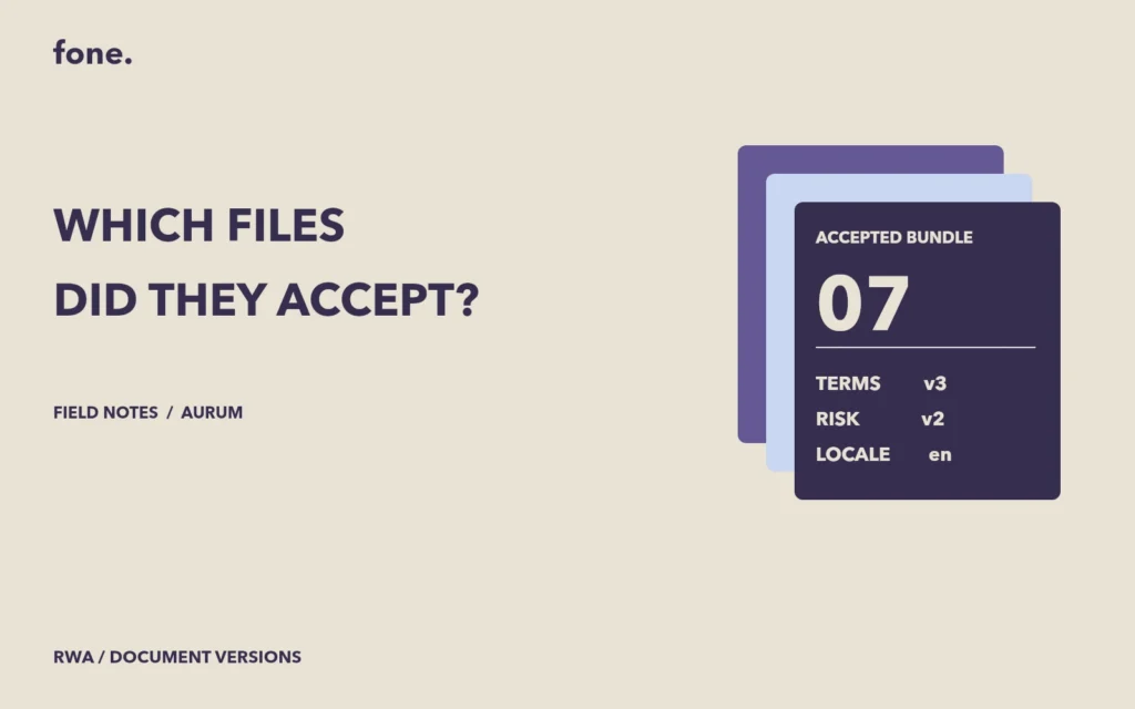 A versioned offering bundle lists terms revision 3, risk disclosure revision 2 and English locale.
