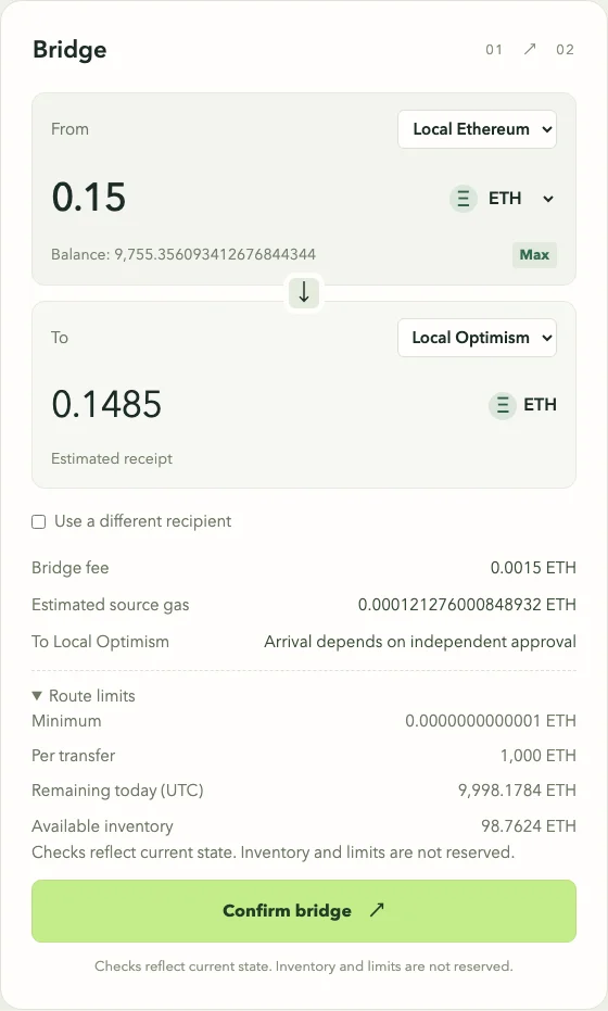 Passage Bridge · Transfer quote and initiation